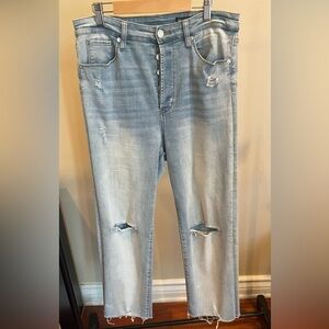 Blank NYC Light Blue Distressed Straight Leg Jeans